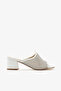 White Genuine Leather Perforated Women's Heeled Slippers - 5