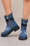 Women's Denim Boots Summer Metal Detail Orthopedic Insole - 4