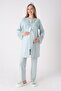 Ribbed Textured Sleeves, Wide Laced Sleeves, 3-Piece Maternity Pajama Set - 5