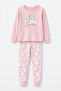 Young Girl's Cotton Combed Cotton Pajama Set 6613 Powder - 2