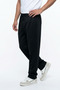 Men's Black Baggy Cut Pique Fabric Elastic Waist Loose Fit Comfortable Cut Sweatpants - 3
