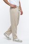 Men's Beige Baggy Cut Elastic Waist Wide Leg Pique Fabric Comfortable Fit Trousers - 5
