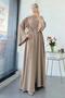 Premium Laser Cut Detailed Aura Double Abaya Set — Mink - 7