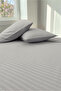 Silva Striped 100% Cotton Satin King Size Duvet Cover Set with Elastic Fitted Sheet Hotel Luxury - 5