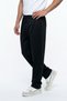 Men's Black Baggy Cut Elastic Waist Wide Leg Pique Fabric Comfortable Fit Trousers - 3