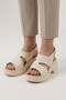 Beige Color Genuine Leather Women's Platform Sole Asymmetrical Women's Sandals with Back Strap Real Leather - 8