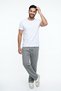 Men's Gray Baggy Cut, Elastic Waist, Wide Leg, Pique Fabric, Comfortable Fit Pants - 2