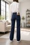 Women's Snow Wash Navy Blue Lycra Super High Waist Loose Jeans Palazzo Trousers - 5