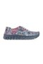 Fuchsia Women's Genuine Leather Rubber Laced Colorful Floral Patterned Casual Shoes B4519