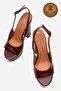 Genuine Leather Burgundy Open Back Platform Heeled Handmade Women's Shoes Sonia - 5