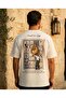 Men's White Oversize One Day Van Gogh Back Print T-Shirt - 2