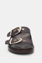 Virel Adjustable Double Gold Buckle Detailed Women's Slippers - Brown - 3