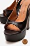 Genuine Leather Brown Open Back Platform Heeled Handmade Women's Shoes Sonia - 3