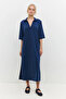 Polo Collar Half Sleeve Relaxed Fit Midi Dress