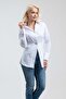 Women's White Large Metallic 2-Button Cuff Slim Fit Cotton Lycra Shirt - 4