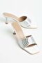 Women's Heeled Slippers Silver Stone Satin Thin Heels - 3