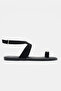 Nevix Women's Flip-Flop Slippers with Ankle Buckle - Black Suede - 2