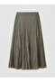 Khaki Elastic Waist Modal Blend Skirt by Güli̇s Gi̇yi̇m - 2