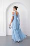 Women's Baby Blue Slim Fit Shawl Collar Strapless Promise Engagement Evening Dress - 6
