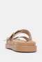 Virel Adjustable Double Gold Buckle Detailed Women's Slippers - Taba - 4