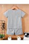 Gray King Printed Summer Shorts Top and Bottom Set Cotton - 2
