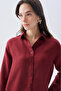 Women's Orange Long Sleeve Linen Shirt - 3