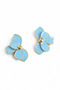 Blue Enameled Lotus Model Brass Women's Earrings