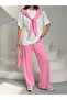 Women's White-Pink Shoulder Strap Detailed Top and Bottom Set - 4