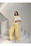 Women's White-Yellow Shoulder Strap Detailed Top and Bottom Set - 2