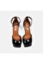 Women's Black Single Strap Thin Heeled Patent Leather Evening Dress Sandals - 4