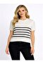 Striped Short Sleeve Thin Knitted Blouse