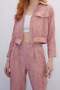 Pocketed Zipper Detailed Suit Pink - 2