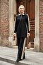 Patterned Stripe Half-Zip Combed Cotton Suit - Black