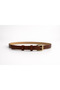 Women's Tan Square Buckle Thin Faux Leather Belt 2430 Kmr002