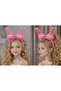 Plush Furry Crown with Moving Antenna and Ears, Funny Children's Crown with Pompom, Pompom Figures, Fuchsia Pink