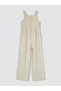 White Lace Detailed Linen Blend Girls' Jumpsuit - 2