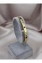 Gold Color Thin Cuff Bracelet – Stylish Women's Bracelet with Green Clover Detail and Stones