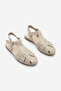 Women's Genuine Leather Ankle Strap Buckle Closed Front Casual Sandals Yenzar Ecru