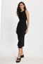 Women's Slim Fit Tight-Fitting Cotton Zero-Sleeve Crew Neck Black Dress - 6