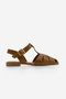 Women's Genuine Leather Ankle Strap Buckle Closed Front Casual Sandals Yenzar Tan - 3