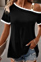 New Season Women's Short-Sleeved One-Shoulder Open Strap Buckle Detailed Viscose Blouse - 3