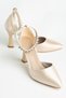 Women's Gold Semi-Closed Ankle Stone High Heel Stiletto Shoes - 2