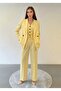 Premium Women's Striped Butter Yellow Jacket Vest Trousers 3-Piece Set – Modern Office Elegance - 2