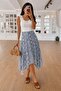 Asymmetrical hem ethnic pattern lined skirt 4091 - 2