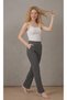 Women's Double Pocket Panama Fabric Spanish Flare Pants - Hem Detailed Elastic Waist Sweatpants - 5