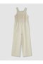 White Lace Detailed Linen Blend Girls' Jumpsuit