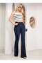 Women's Navy Blue High-Waisted Spanish-Cut Jeans/Pants - 5