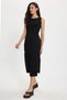 Women's Slim Fit Tight-Fitting Cotton Zero-Sleeve Crew Neck Black Dress - 3