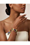 Women's Gold Color Textured Metal and Floral Patterned Scarf Bijouterie Bracelet