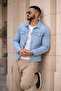 Men's Trend Casual Basic Pocket Slim Fit Blue Denim Jacket - 6